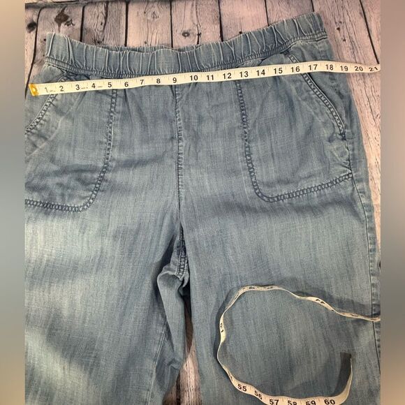 Talbots Tencel Blue Chambray Weekend Wash Casual Soft Comfy Joggers Size L - Picture 8 of 16